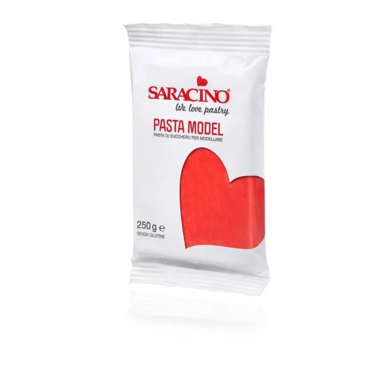 Modelovací fondán na figurky a květy červený 250 g – SARACINO