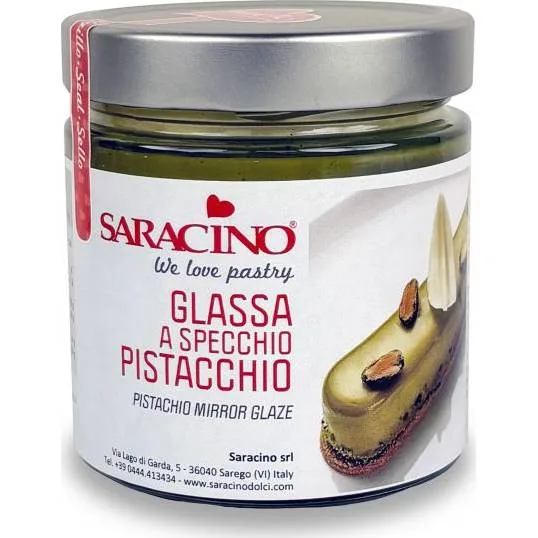 Zrcadlová poleva pistáciová 350 g – Saracino