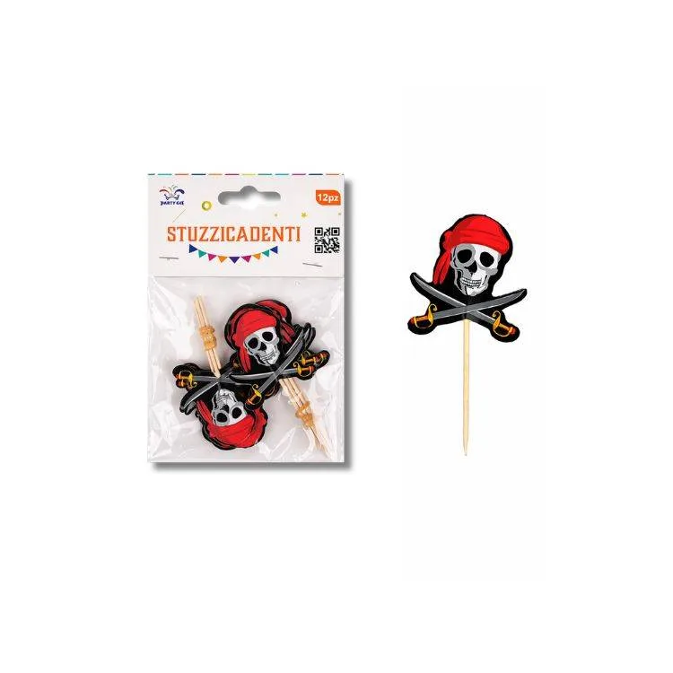 Zápich do dortu Piráti lebka 8 cm (12 ks)