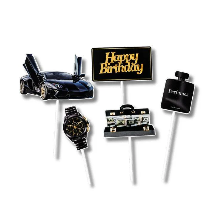 Sada zápichů do dortu Happy Birthday Luxusní party 18 cm