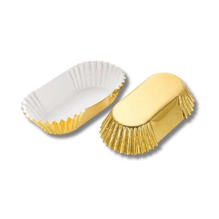Košíčky na oválné muffiny alobalové zlaté, 6,4 x 2,9 cm (30 ks)