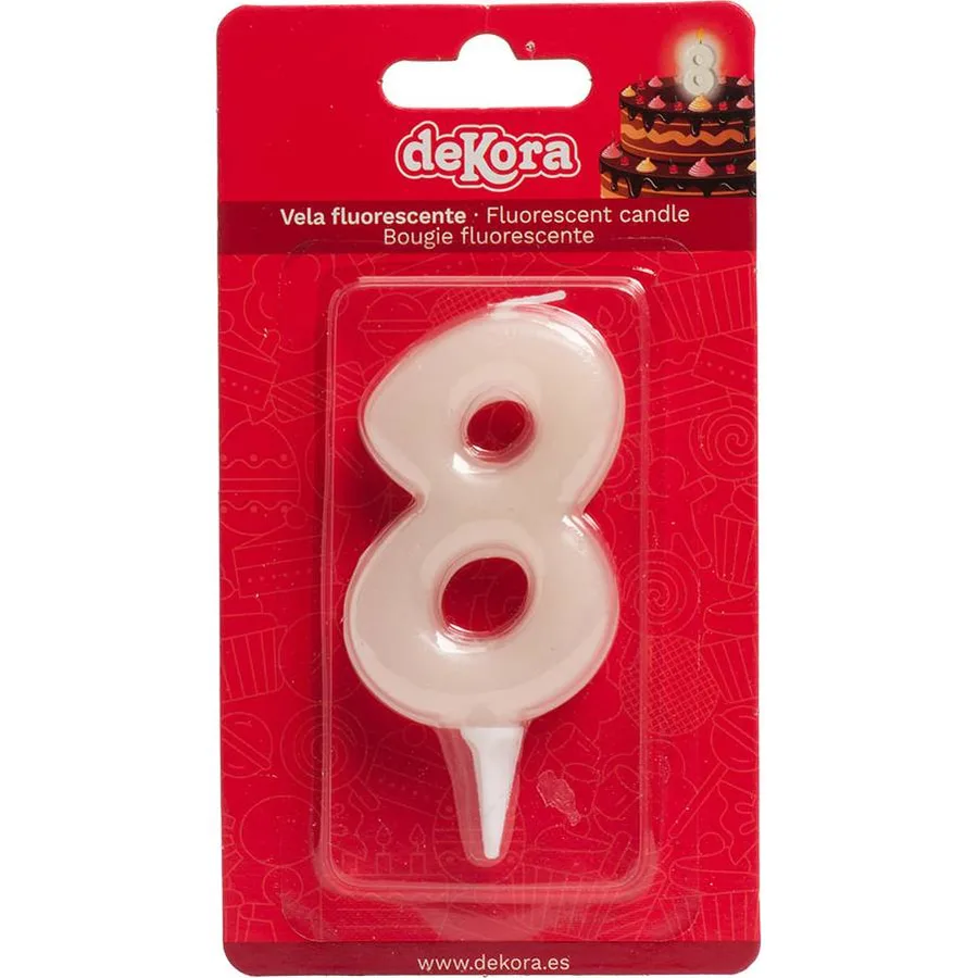 Svíčka na dort číslo 8 svítící ve tmě 6 cm – Dekora