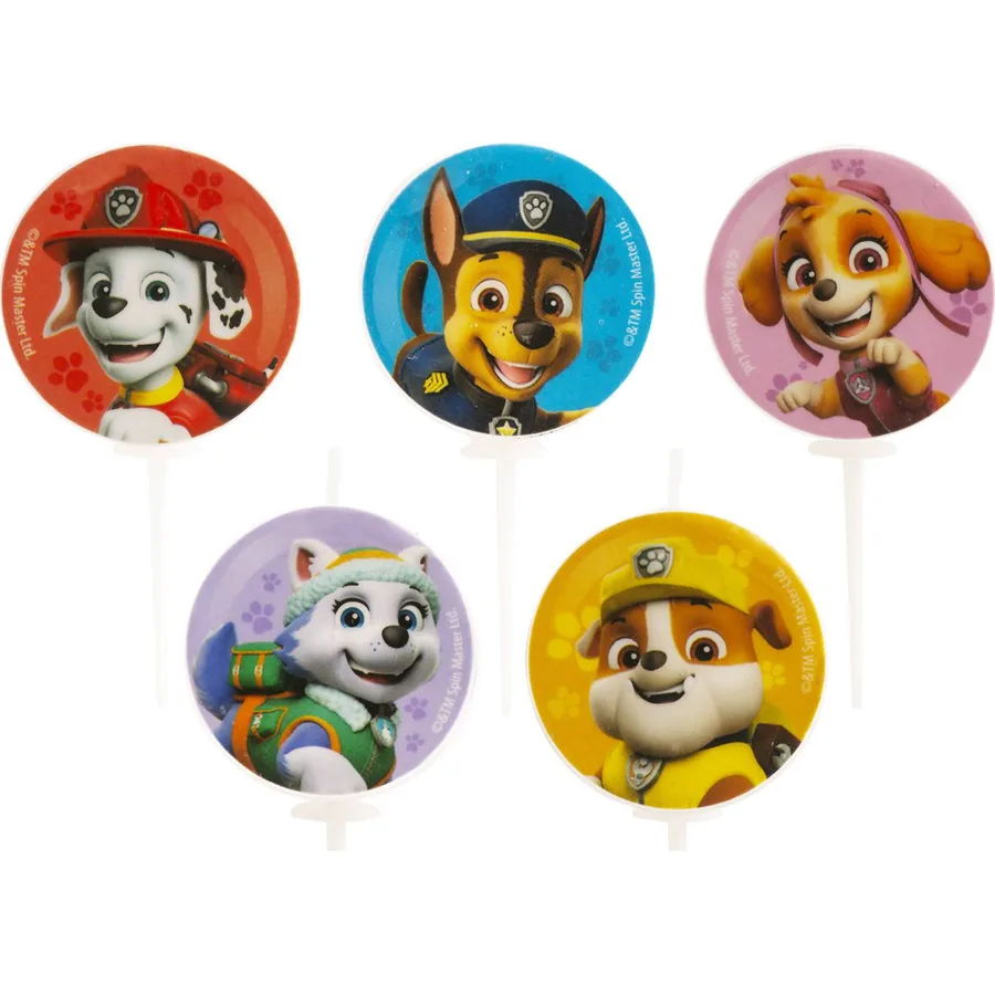 Svíčky na dort Paw Patrol kulaté 3 cm 5 ks – Dekora