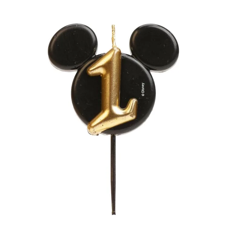 Dortová svíčka Mickey číslo 1 černo-zlatá 5,2 cm – Dekora