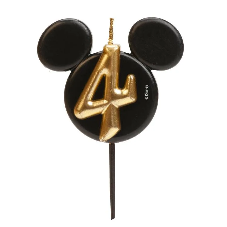 Dortová svíčka číslo 4 Mickey černo-zlatá 5,2 cm – Dekora