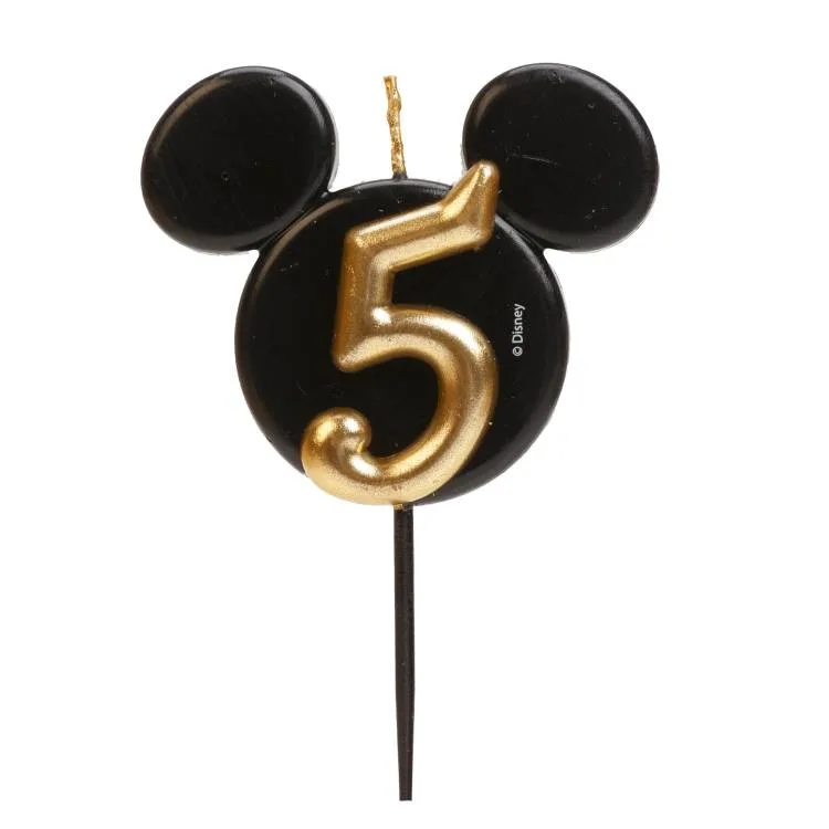 Dortová svíčka Mickey číslo 5 černo-zlatá 5,2 cm – Dekora