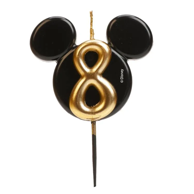 Dortová svíčka Mickey černo-zlatá číslo 8, 5,2 cm – Dekora