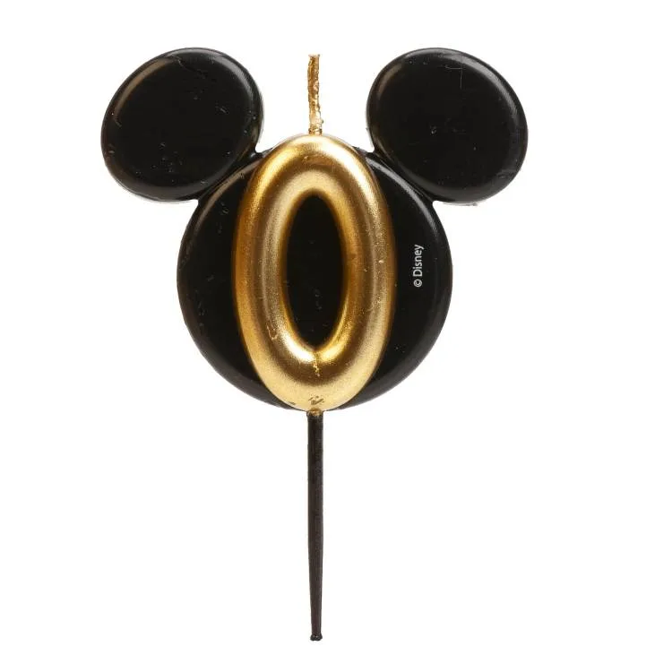 Dortová svíčka Mickey černo-zlatá číslo 0, 5,2 cm – Dekora