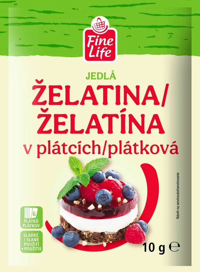Želatina plátky na krémy a dezerty 10 g – Fine Life