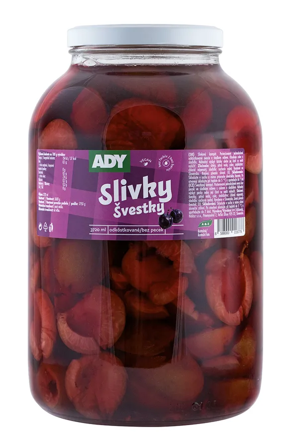 Švestky bez pecky kompotované 3600 g – ADY