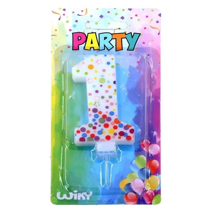 Dortová svíčka číslo 1 – veselá bublinky, 6 cm