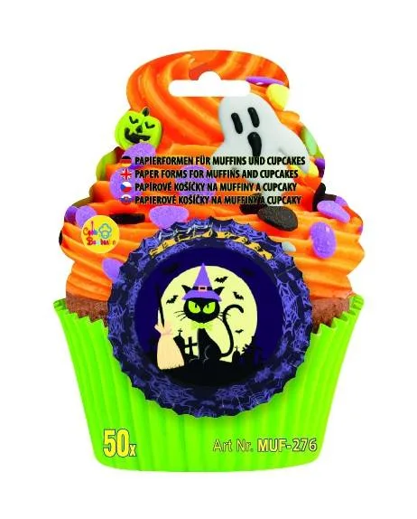 Košíčky na muffiny Halloweenské s kočkou 5 × 3,2 cm, 50 ks – Alvarak