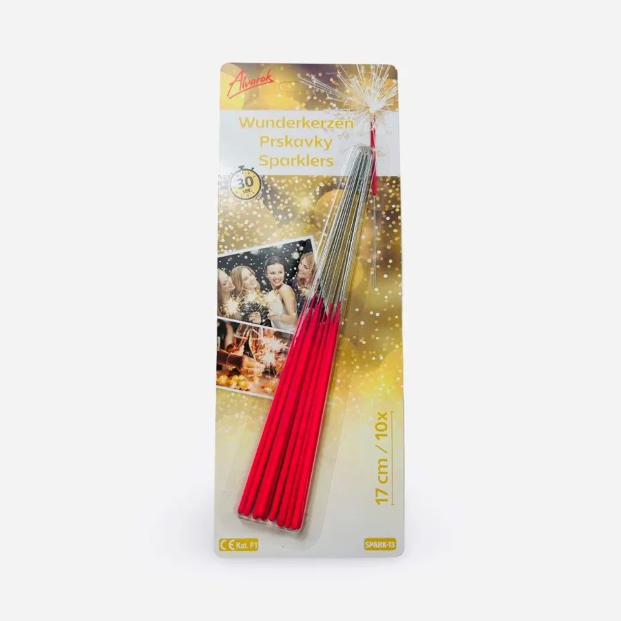 Dortové prskavky červené 17 cm, 10 ks – Alvarak