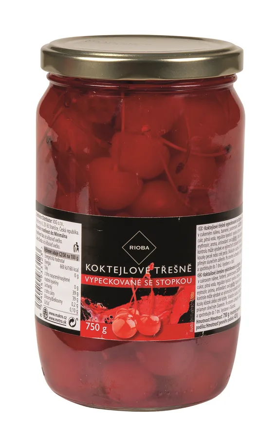 Koktejlové třešně se stopkou 750 g – RIOBA