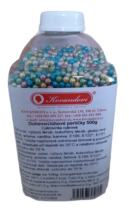 Cukrový posyp duhové perličky 500 g – KOVANDOVI