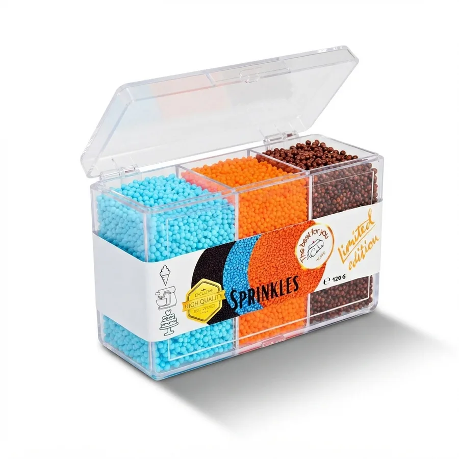 Cukrový máček hnědý, modrý a oranžový 120 g – SweetArt