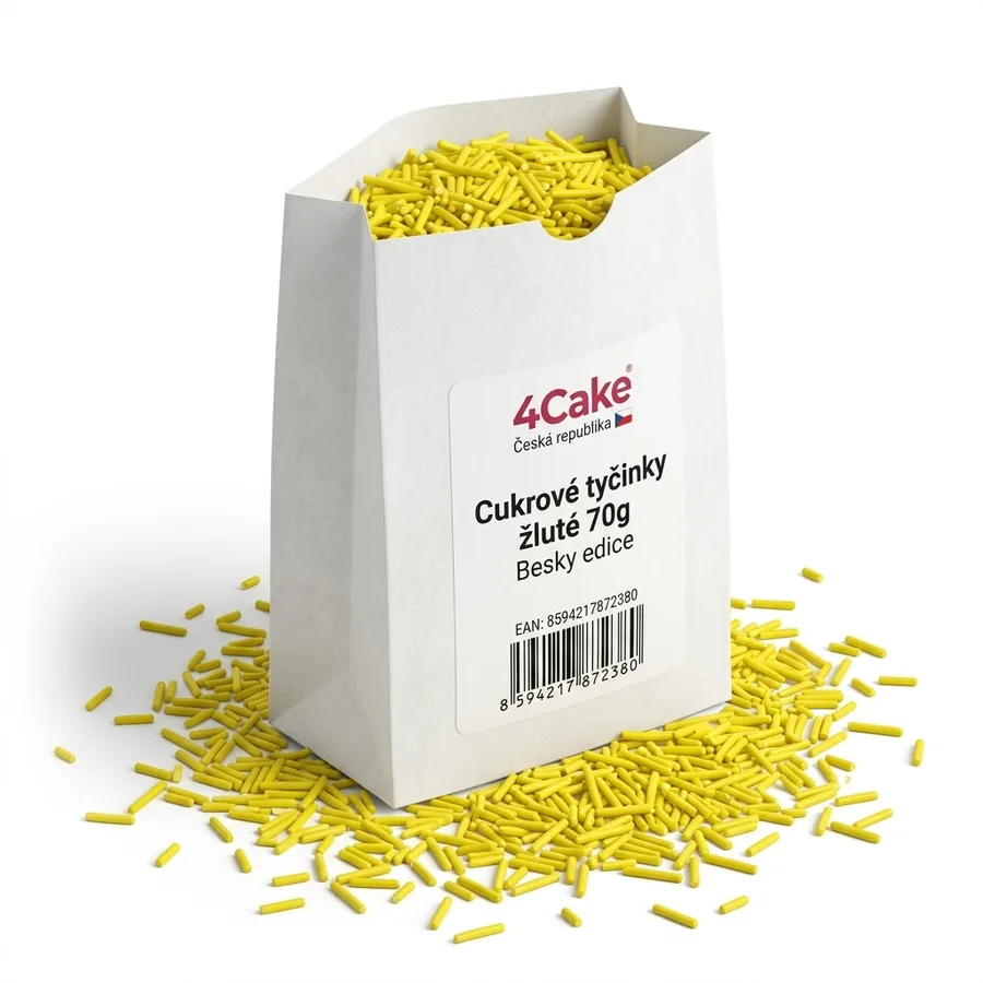 Cukrové tyčinky žluté 70g – 4Cake