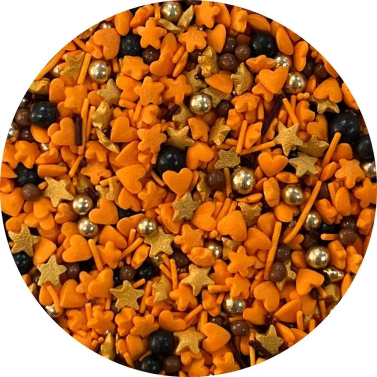 Cukrové zdobení Orange Holiday oranžové a černé 80 g – 4Cake