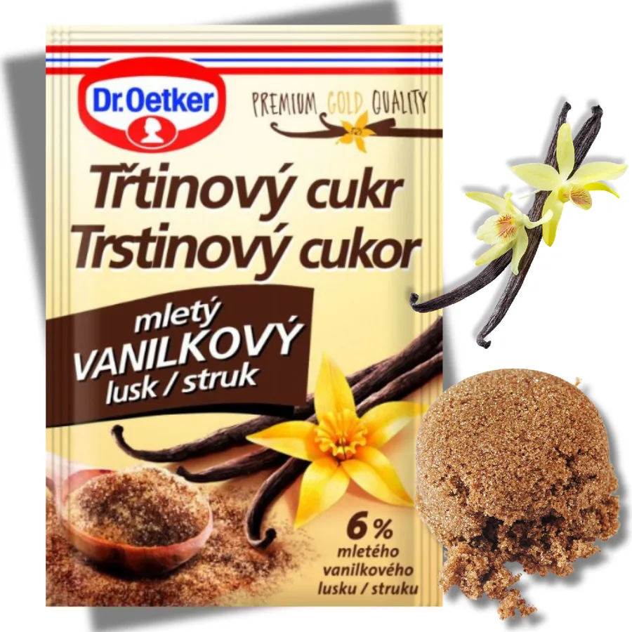 Cukr třtinový s mletým vanilkovým luskem 8 g – Dr. Oetker
