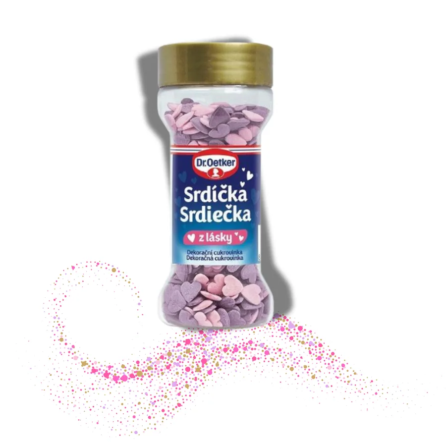 Cukrové zdobení 2 barevná srdíčka Z lásky 40 g – Dr. Oetker
