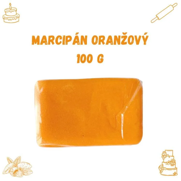 Marcipán oranžový 100 g, 7,5 × 4,5 cm – Frischmann Vyškov