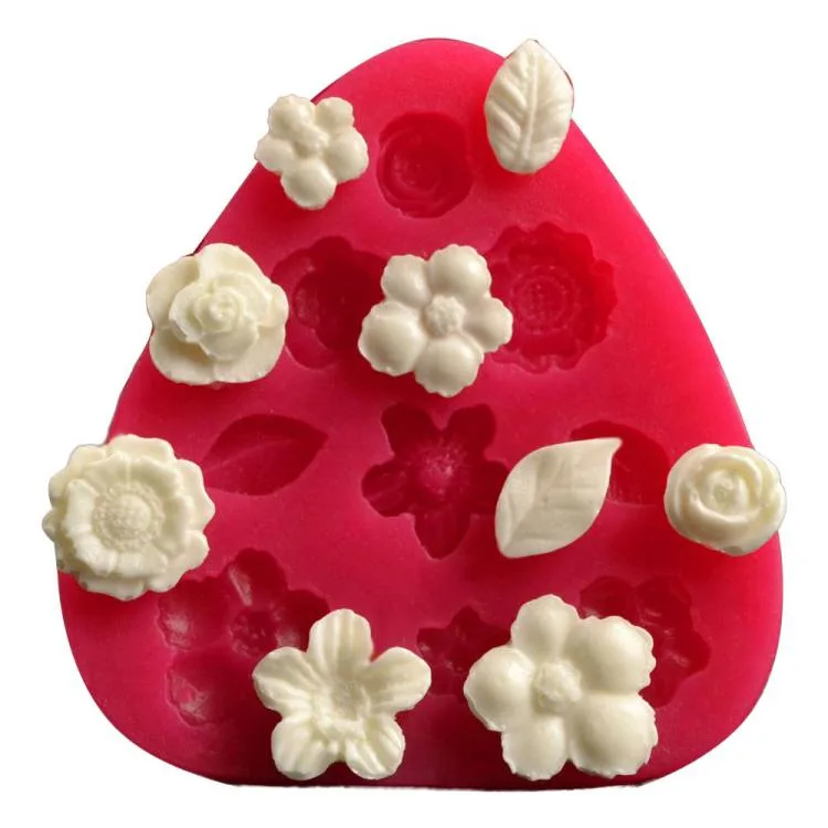 Silikonová forma Květiny a listy 1–1,8 cm – Cesil