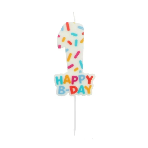 Dortová svíčka číslo 1 Happy B-day 7 cm – Folat