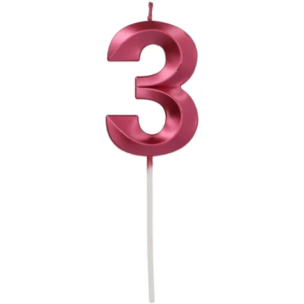 Dortová svíčka číslo 3 Glamour Red 7 cm – Folat