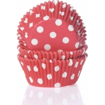 Košíčky na muffiny červené s puntíky 50 ks – House of Marie