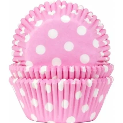 Košíčky na muffiny růžové s bílými puntíky 50 ks – House of Marie