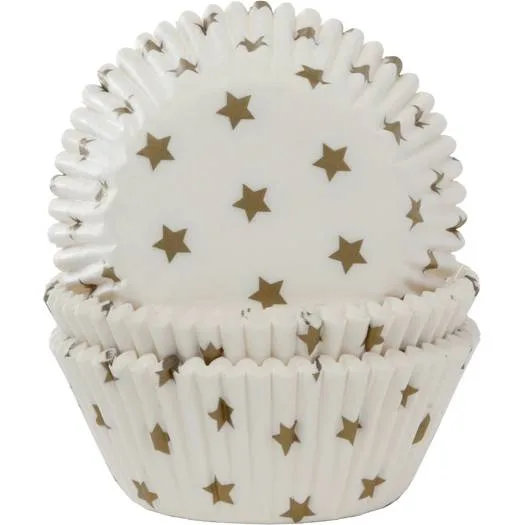 Košíčky na muffiny zlaté hvězdy 50x33 mm (50 ks) – House of Marie