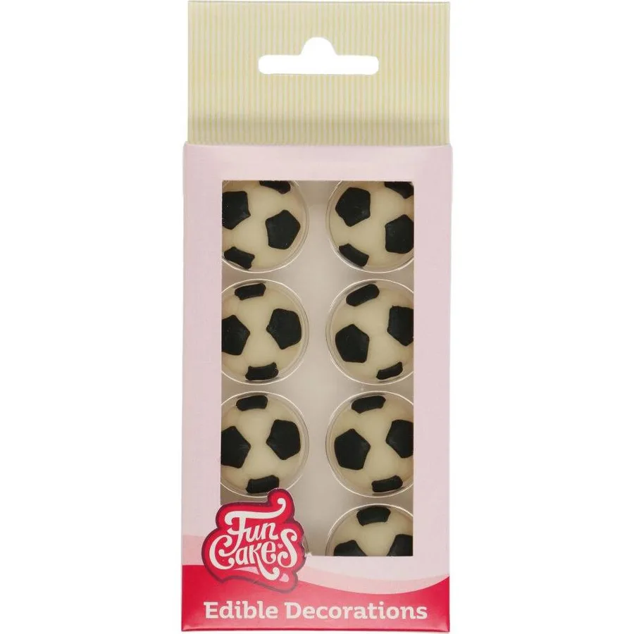 Cukrové zdobení fotbalové míče 2,5 cm 8 ks – FunCakes