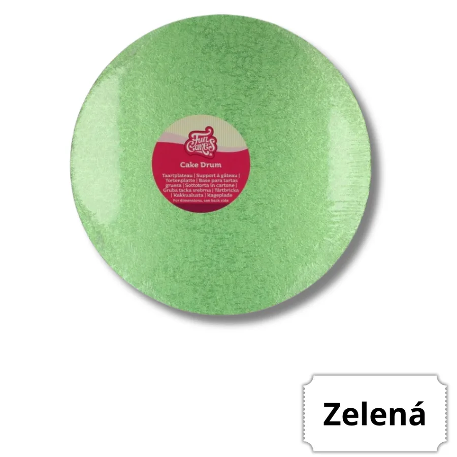 Dortová podložka kulatá světle zelená 25 cm, v. 12 mm – FunCakes