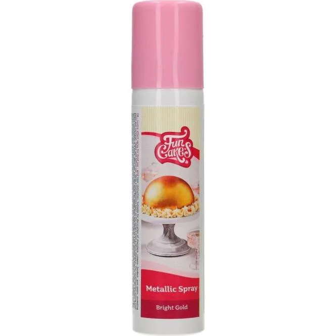 Metalický sprej zlatý bright gold 100 ml – FunCakes