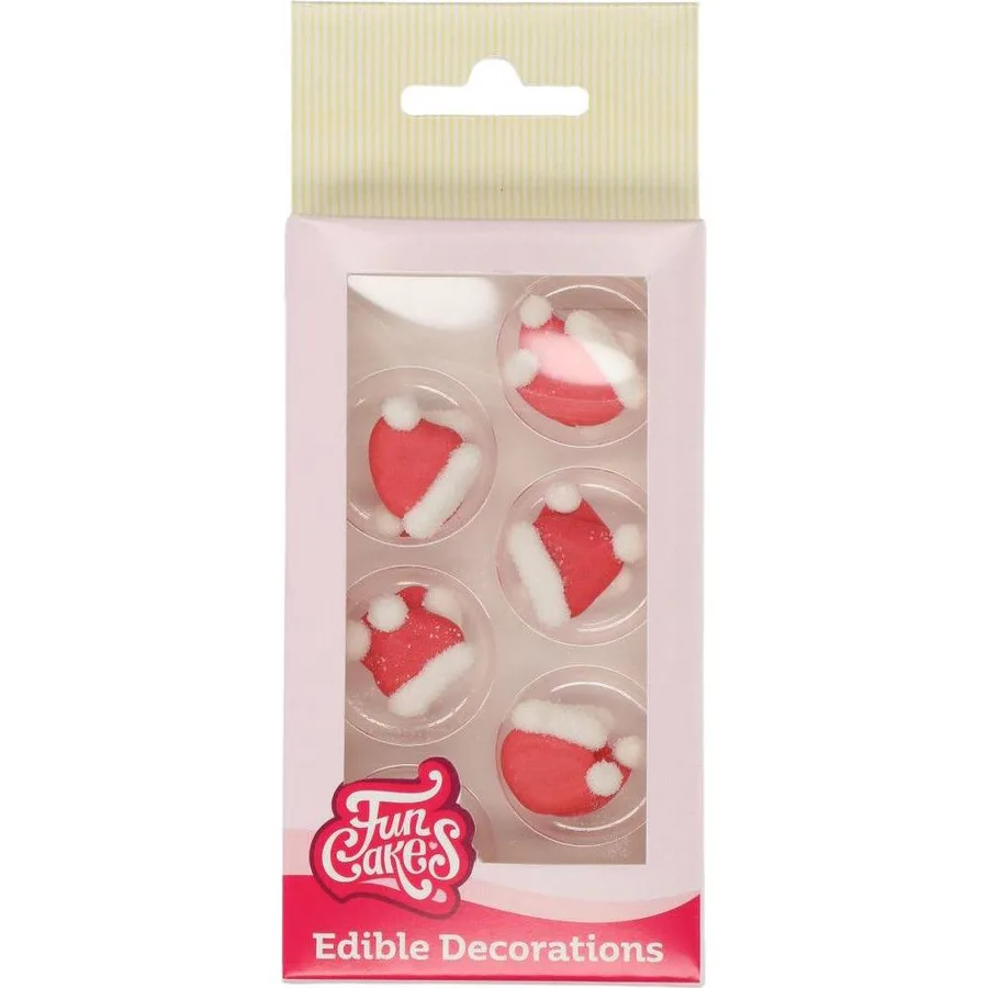 Cukrové vánoční zdobení Santovy čepičky 12 ks – FunCakes