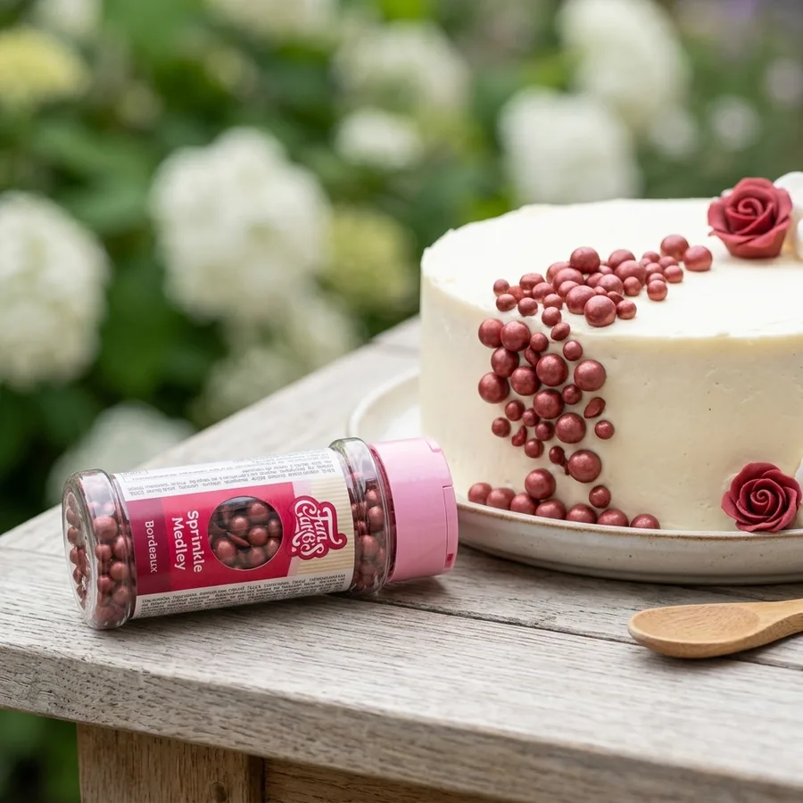 Sprinkle Medley – perličky bordeaux 60 g – FunCakes