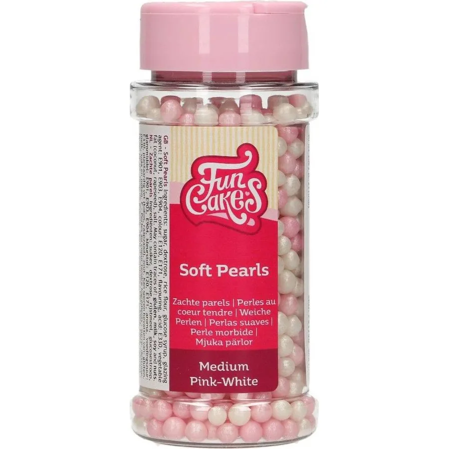 Cukrové perly bílo-růžové 60 g – FunCakes