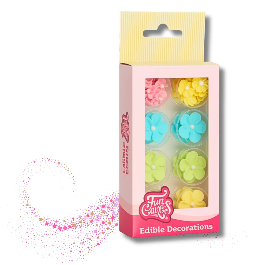 Cukrové ozdoby květiny pastelový mix 32 ks – FunCakes