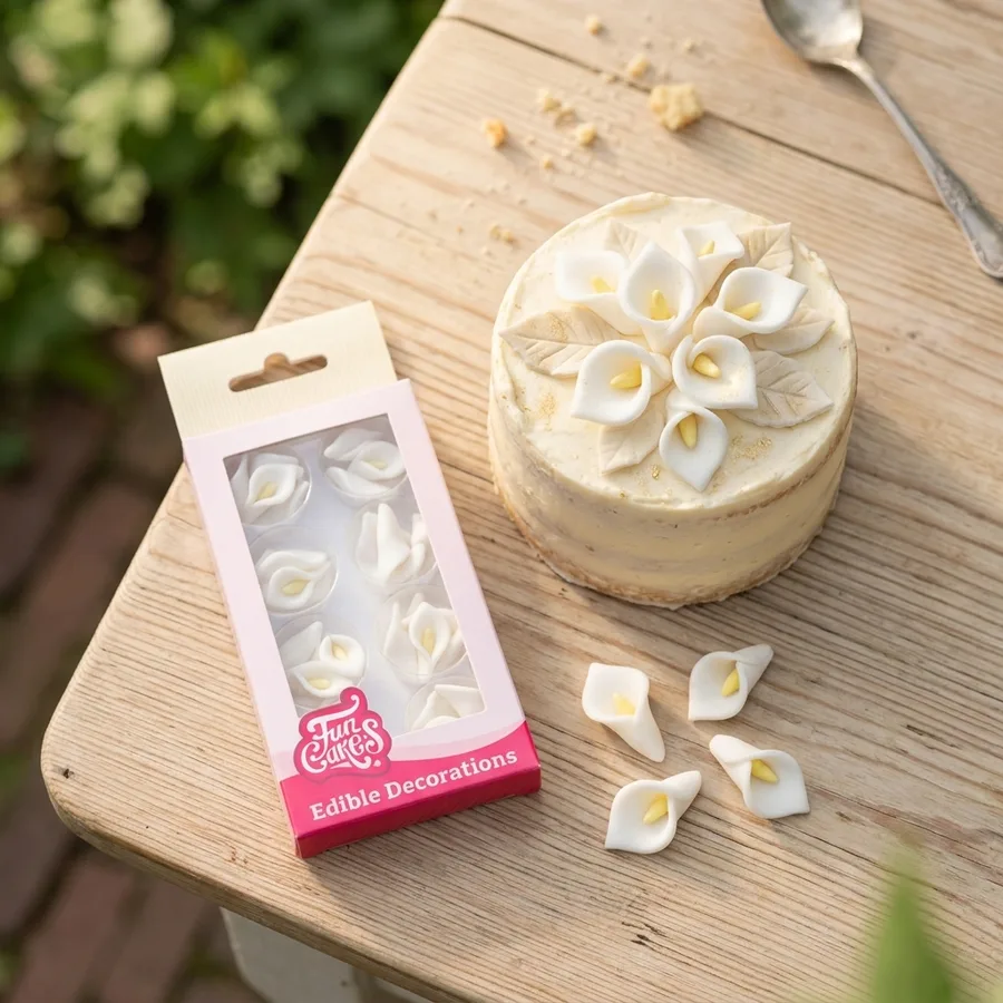 Cukrová kala mini květy bílá 2,5 × 1,3 cm, 24 ks – FunCakes