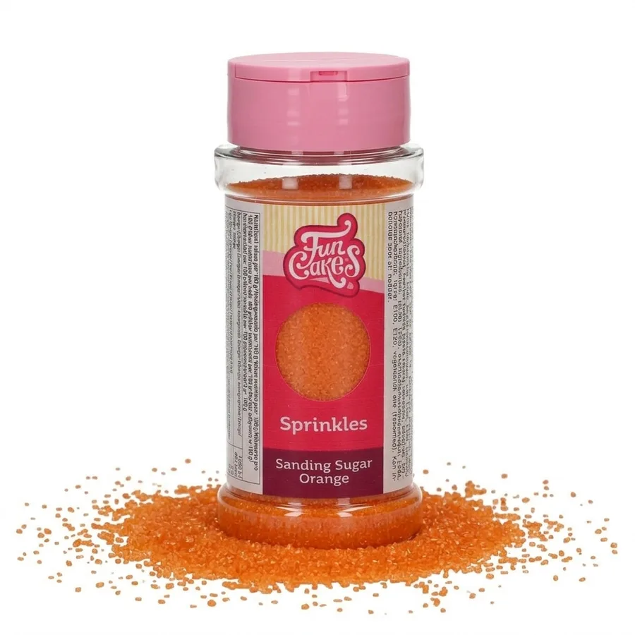 Dekorační cukr Sanding Sugar třpytivý oranžový 80 g – FunCakes