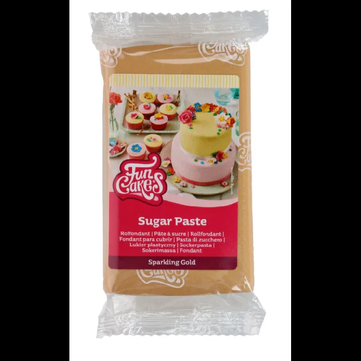 Potahovací hmota třpytivá zlatá 250 g – FunCakes