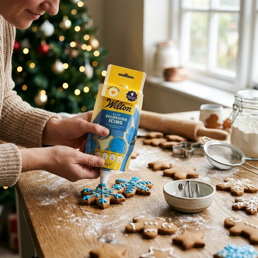 Zdobicí poleva Decorator Icing modrá se špičkami 212 g – Wilton