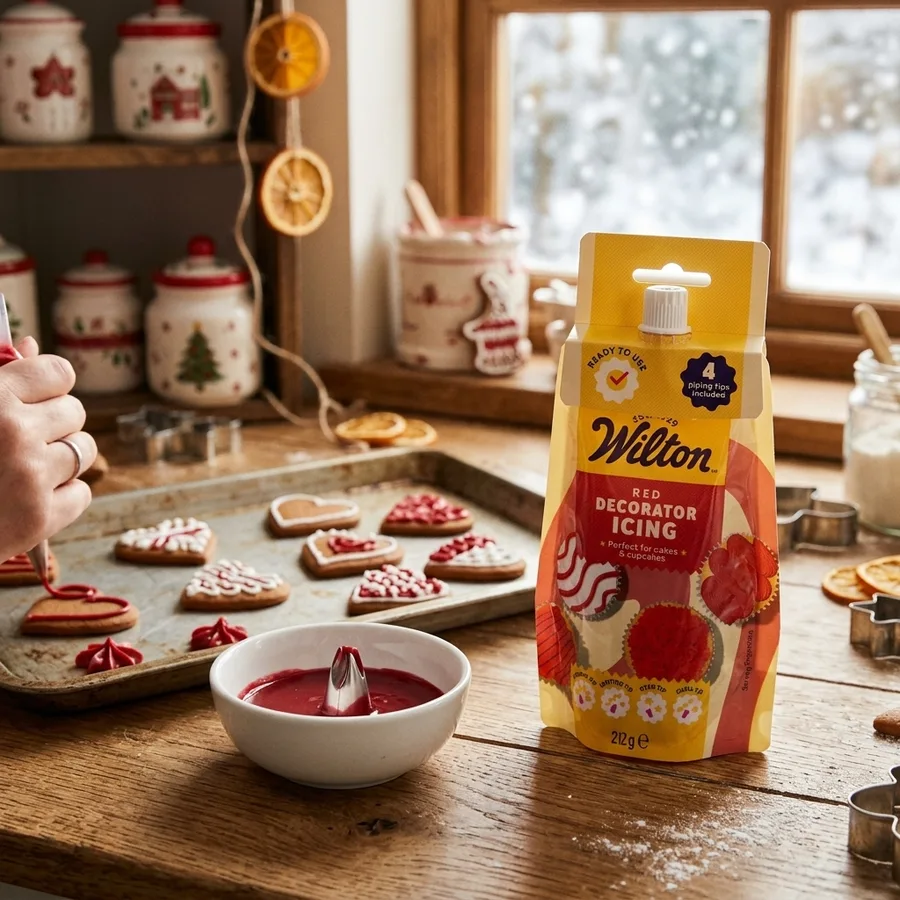 Červená zdobicí poleva se 4 tryskami 212 g – Wilton