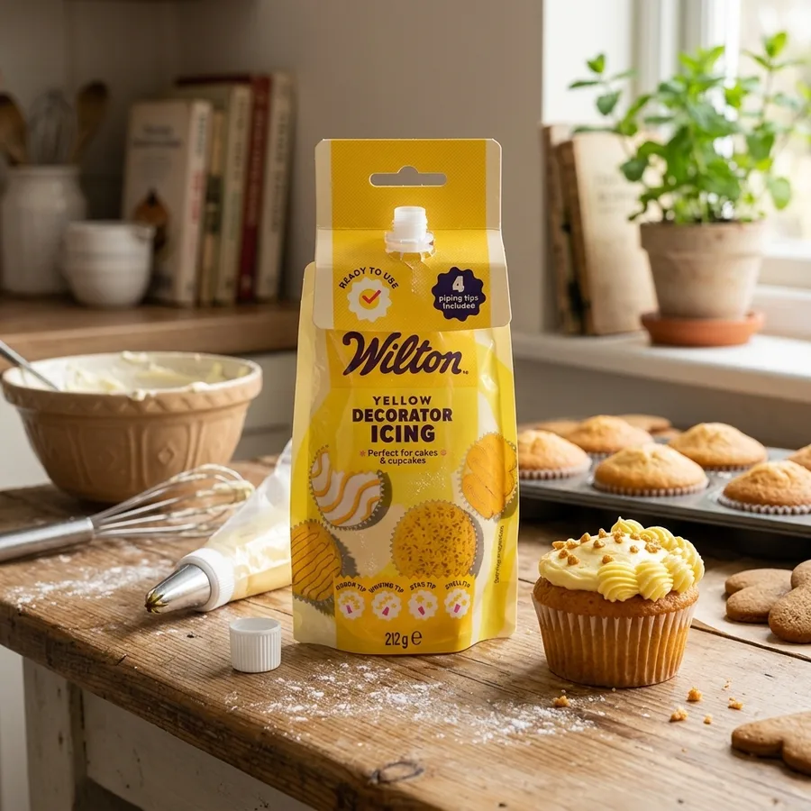 Žlutá zdobicí poleva Decorator Icing 212 g – Wilton