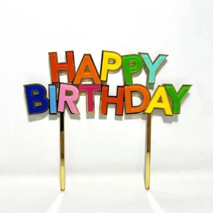 Zápich do dortu barevný Happy Birthday 13,5 cm