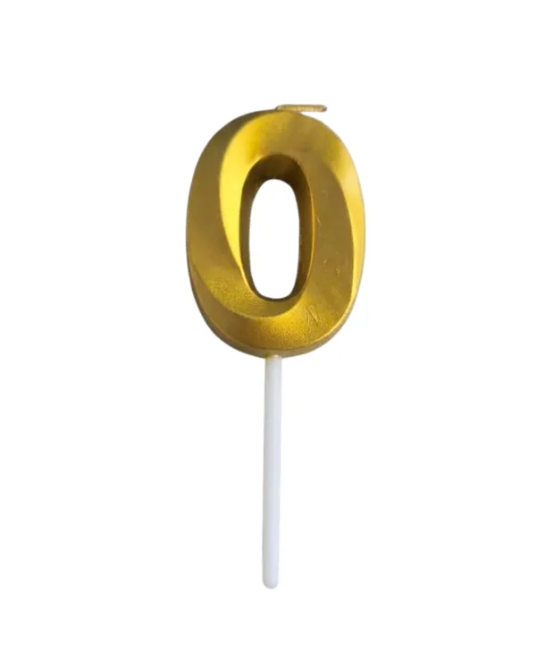 Dortová svíčka číslo 0 zlatá s elegantním motivem 4,5 cm