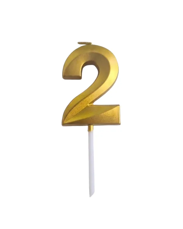 Dortová svíčka číslo 2 s motivem zlatá 4,7 cm