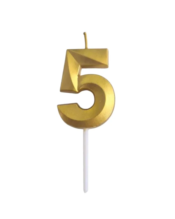 Narozeninová svíčka číslo 5 s elegantním motivem zlatá 4,7 cm