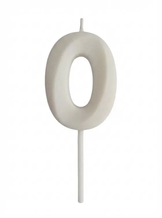 Dortová svíčka s elegantním motivem číslo 0 bílá, 4,5 cm