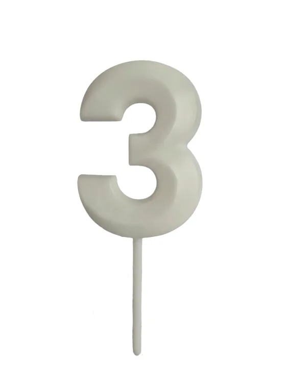 Dortová svíčka s elegantním motivem číslo 3 bílá 4,7 cm